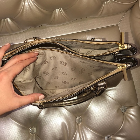 Tory Burch Robinson Metallic Mini Double Zip Bag - Picture 5 of 16